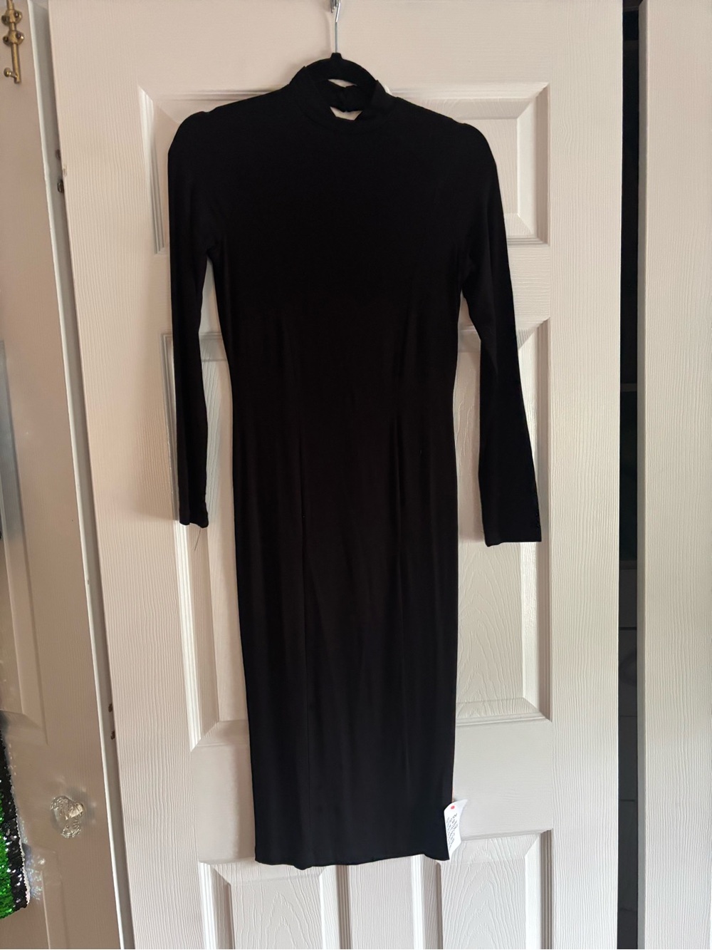 ASOS Black Long Sleeve Midi Dress with Cutout Neck